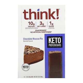 Think !, Keto Protein Bars, Chocolate Mousse Pie, 10 Bars, 1.2 oz (34 g) Each