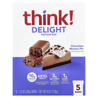 Think !, 生酮蛋白棒，巧克力慕斯派，5 根，每根 1.2 盎司（34 克）