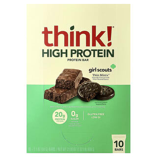 Think !, High Protein Bars, Girl Scouts Thin Mints™, Mint Chocolate with Dark Chocolately Coating, 10 Bars, 2.1 oz (60 g) Each