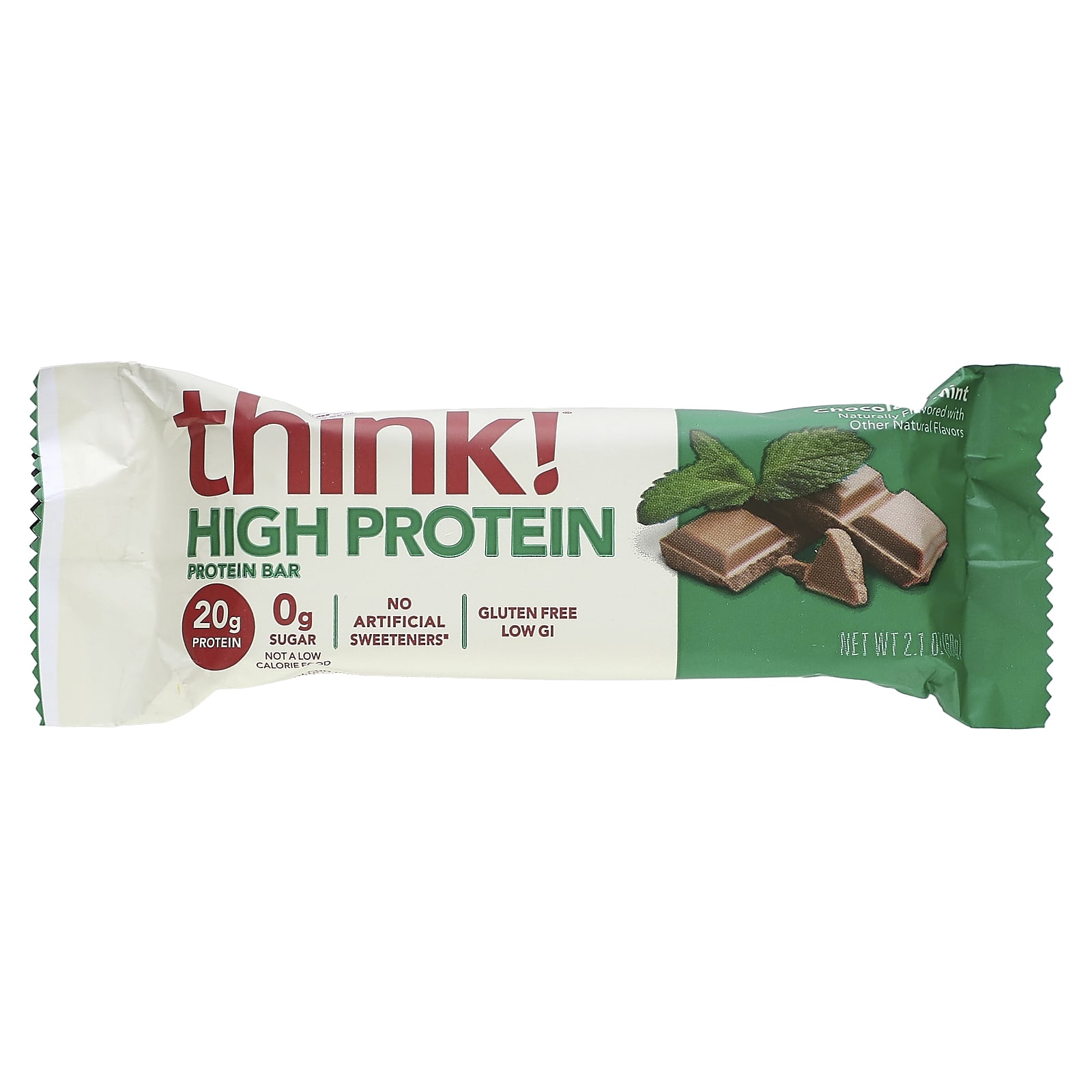 Think !, High Protein Bars, Chocolate Mint, 5 Bars, 2.1 oz (60 g) Each