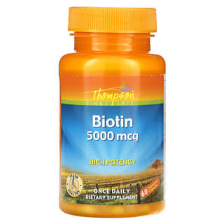 Thompson, Biotina, 5000 mcg, 60 cápsulas vegetales