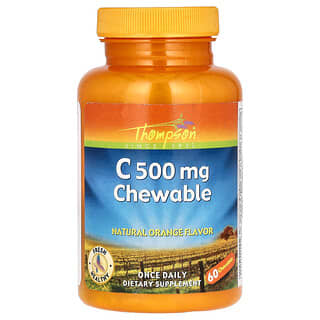 ثومبسون‏, أقراص فيتامين سي C500 mg للمضغ، بنكهة البرتقال الطبيعية، 60 قرص مضغيّ