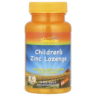 Thompson, Children's Zinc Lozenge, Plus Vitamin C, Natural Fruit, 45 Lozenges