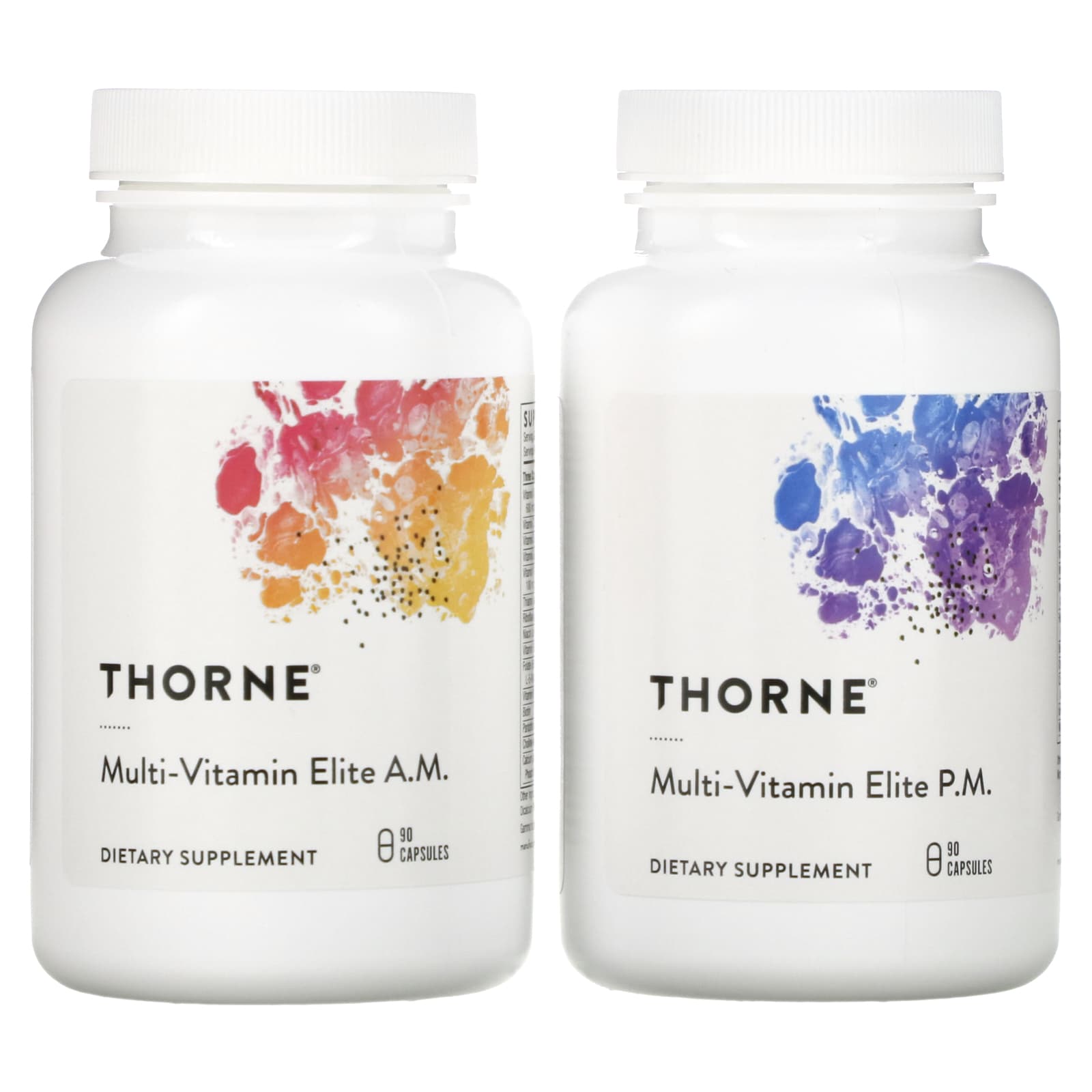 Thorne Multi Vitamin Elite мультивітаміни для прийому зранку та ввечері 2 флакони по 90 капсул 