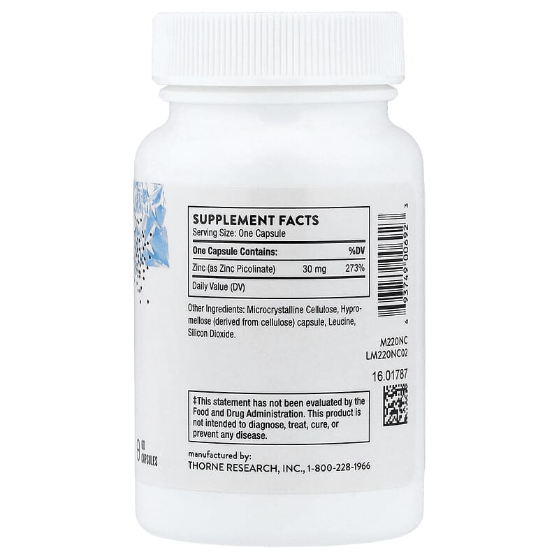 ピコリン酸亜鉛、30mg、カプセル60粒