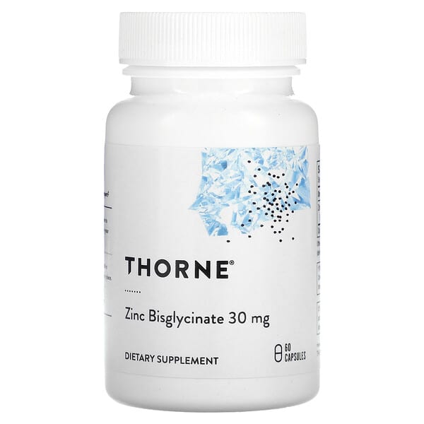 Thorne, 甘氨酸鋅，30 毫克，60 粒膠囊