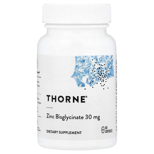 Thorne, 甘氨酸鋅，30 毫克，60 粒膠囊