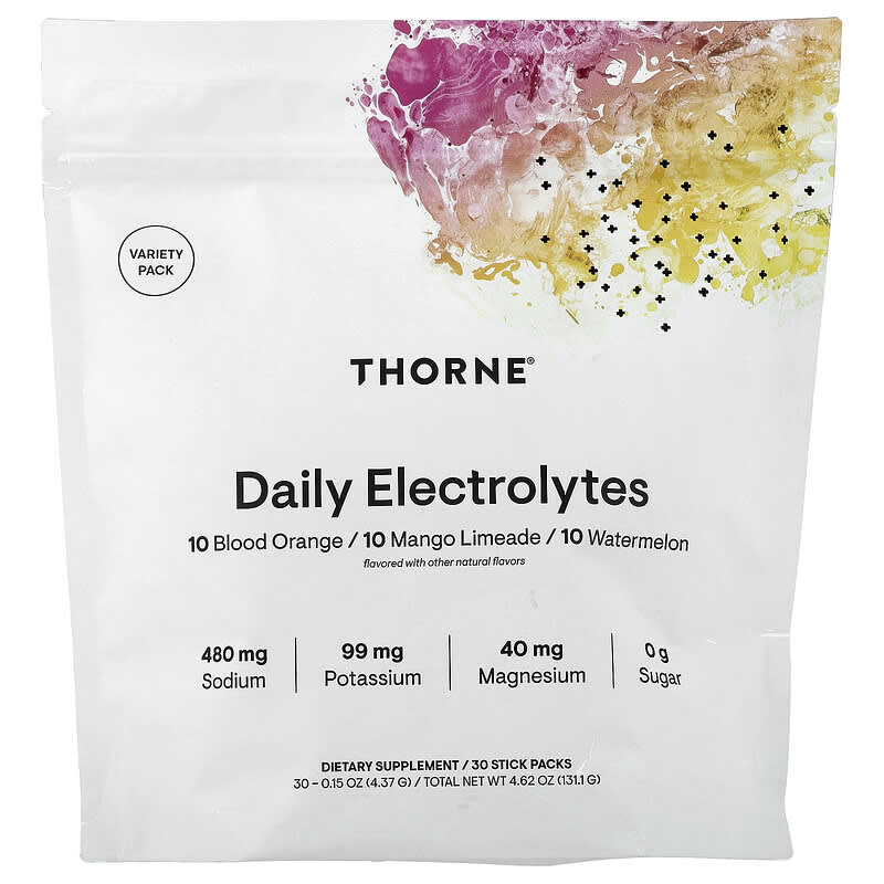 Thorne, Daily Electrolytes, Variety Pack , 30 Stick Packs, 0.15 oz (4.37 g) Each