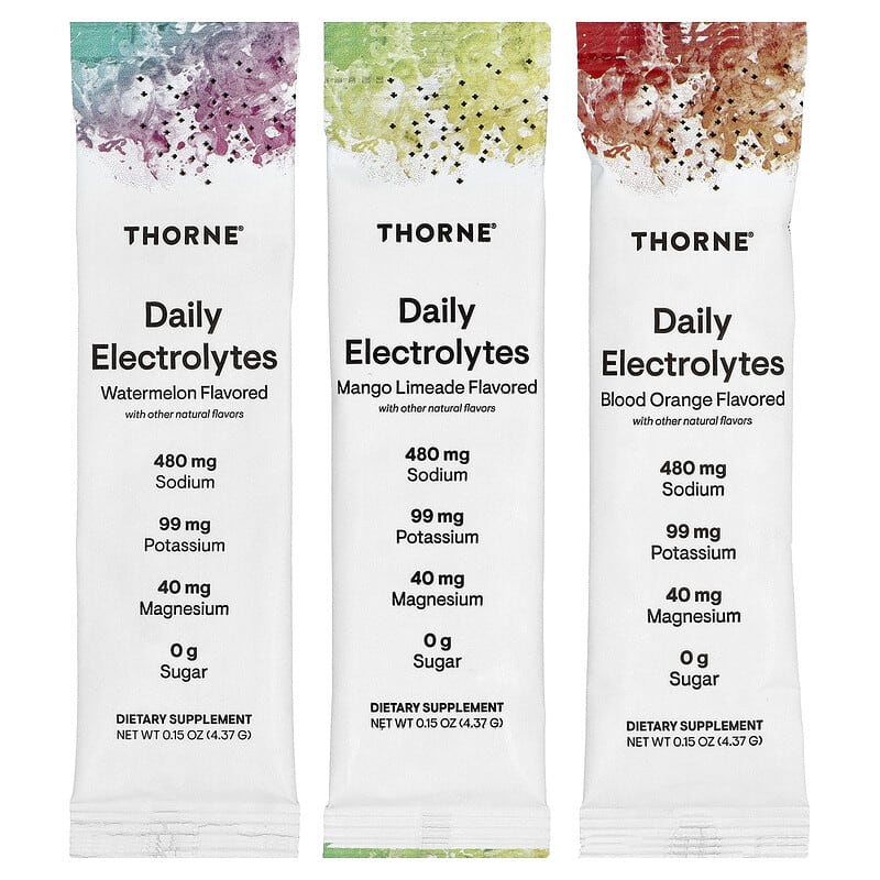 Thorne, Daily Electrolytes, Variety Pack , 30 Stick Packs, 0.15 oz (4.37 g) Each