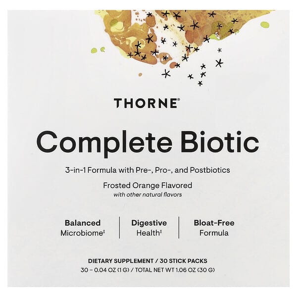 Thorne Complete Biotic, Frosted Orange, 30 Stick Packs, 0.04 oz (1 g) Each