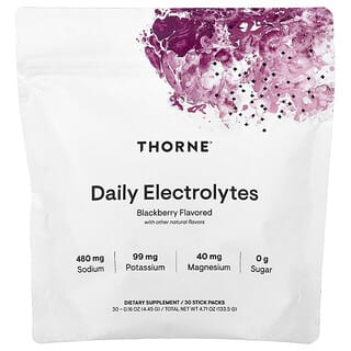 Thorne, Electrolitos diarios, Zarzamora, 30 sobrecitos, 4,45 g (0,16 oz) cada uno