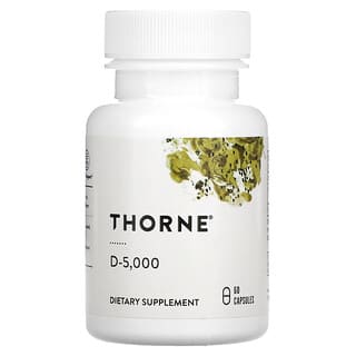 Thorne, D-5,000 維生素 D 膠囊，120 微克（5000 國際單位），60 粒裝