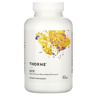 Thorne Research, B.P.P. (bétaïne/pepsine/pancréatine), Enzymes digestives, 180 capsules