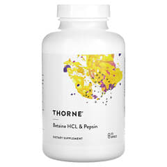 Thorne, HCl de betaína y pepsina, 225 cápsulas