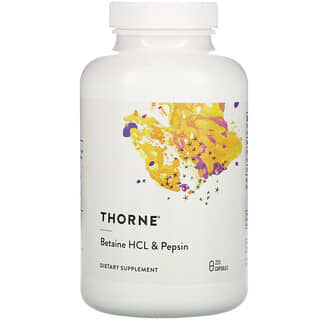 Thorne Research, Betaína, HCL e Pepsina, 225 Cápsulas