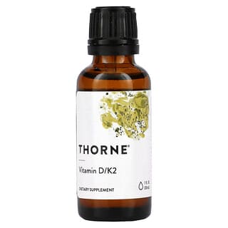Thorne Research, Vitaminas D y K2, 25 mcg (1000 UI), 30 ml (1 oz. líq.)