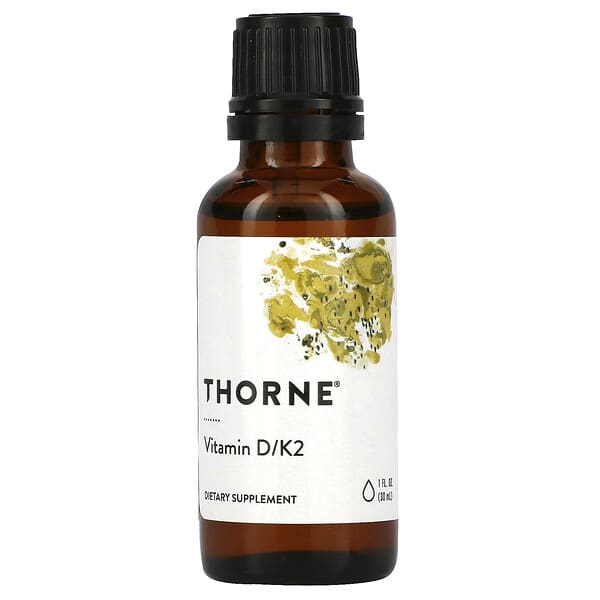 Thorne‏, ויטמין D/K2, ‏25 מק"ג (1,000 יחב"ל), 30 מ"ל (אונקיה נוזלית אחת)