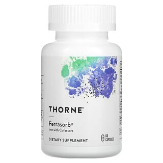 Thorne Research, Ferrasorb, Ferro com Cofatores, 60 Cápsulas