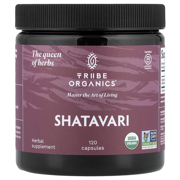 Tribe Organics Shatavari, 120 Capsules (500 mg per Capsule)