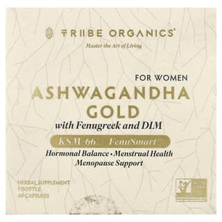 Tribe Organics, Ашваганда Gold с оазисом и ДИМ для женщин, 60 капсул