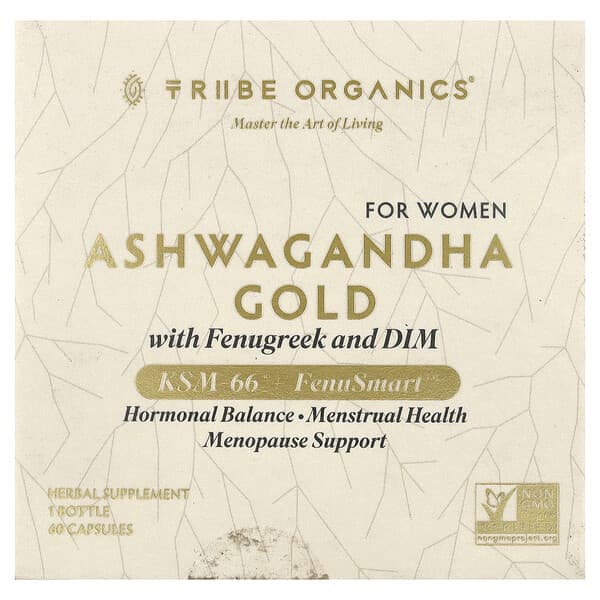 Tribe Organics, Ashwagandha Gold with Fenugreek and DIM, For Women, 60 Capsules — product photo 1