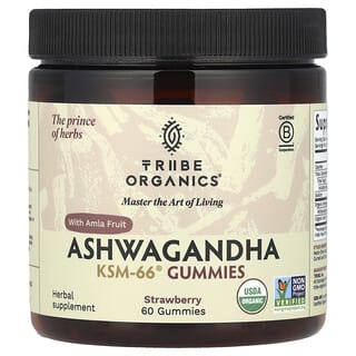 Tribe Organics, Ashwagandha KSM-66® com Amla, Morango, 60 Gomas