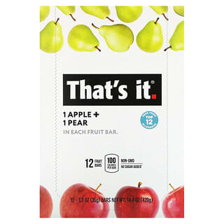 That's It, фруктовый батончик, яблоко и груша, 12 батончиков по 35 г (1,2 унции)