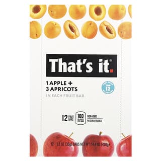 That's It, 水果條，蘋果+杏，12條，每條1.2盎司（420克）