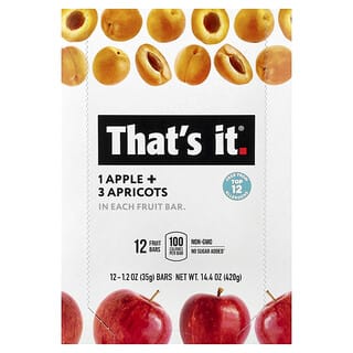 That's It (댓츠 잇), 과일 바, 사과 + 살구, 바 12개, 개당 35g(1.2oz)