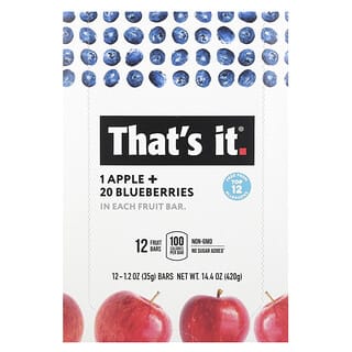 That's It, フルーツバー、リンゴ + ブルーベリー、12バー、各1.2 oz (420 g)