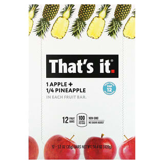 That's It, Barre aux fruits, Pomme + ananas, 12 barres, 35 g chacune