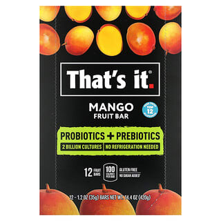 That's It, Probiotics + Prebiotics  Fruit Bar, Mango, 12 Bars, 1.2 oz (35 g) Each