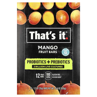 That's It, Barrita de frutas con probióticos y prebióticos, Mango`` 12 barritas, 35 g (1,2 oz) cada una