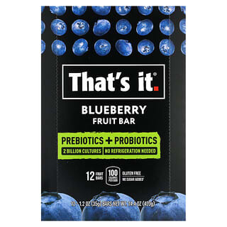 That's It, Barrita de frutas con prebióticos y probióticos, Arándano azul, 12 barritas, 35 g (1,2 oz) cada una