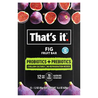 That's It, Barre de fruits prébiotiques + probiotiques, Figue, 12 barres, 35 g chacune