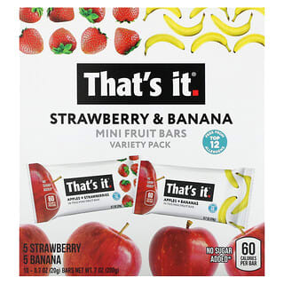 That's It, Mini Fruit Bars Variety Pack, Strawberry & Banana, 10 Bars, 0.7 oz (20 g)Each
