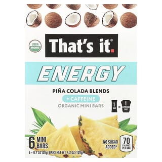 That's It, Energía, Minibarritas orgánicas, Mezclas de piña colada, 6 minibarritas, 20 g (0,7 oz) cada una