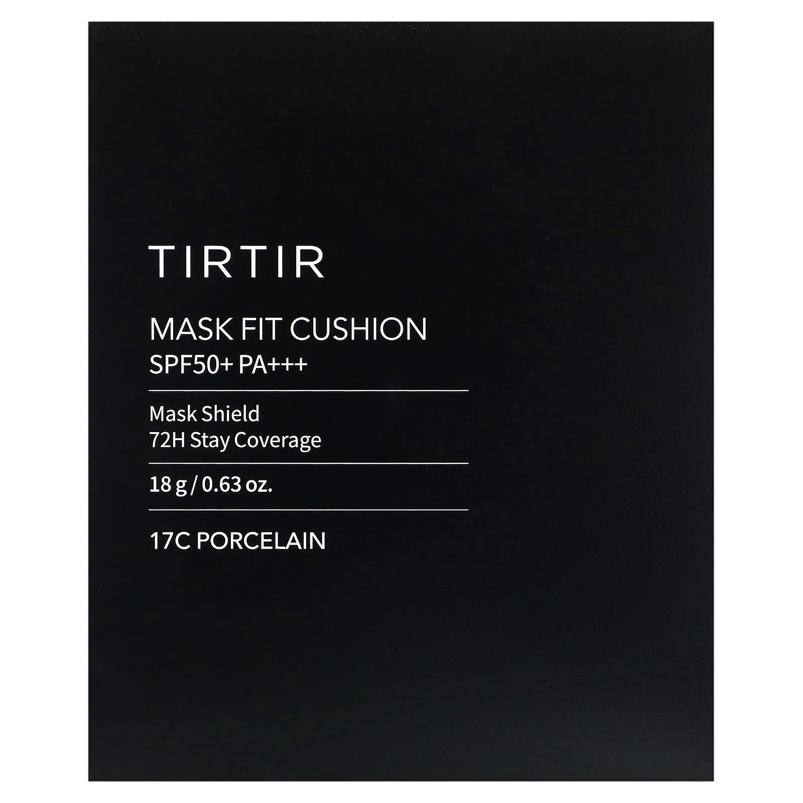 TIRTIR, Mask Fit Cushion, SPF 50+PA+++, 17C Porcelain, 0.63 oz (18 g)