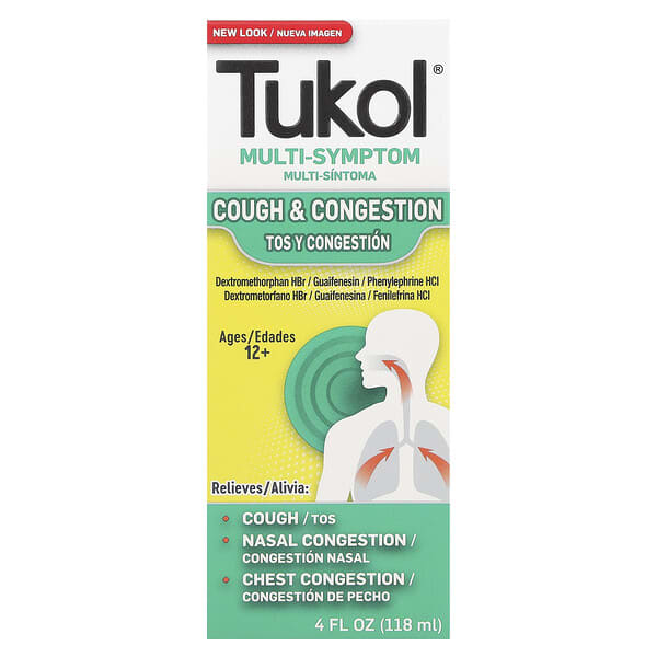 Tukol, 다양한 증상, 기침 및 울혈, 만 12세 이상, 118ml(4fl oz)