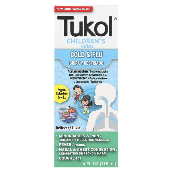 Tukol, 어린이용, 감기 및 독감, 만 6~11세, 베리, 118ml(4fl oz)