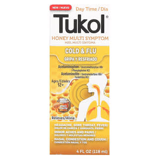 Tukol, Miel, Multisymptômes, Rhume et grippe, Pour le jour, 12 ans et plus, Miel naturel, 118 ml