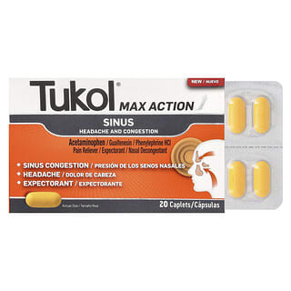 Tukol, Max Action, Sinus, 20 comprimés-capsules