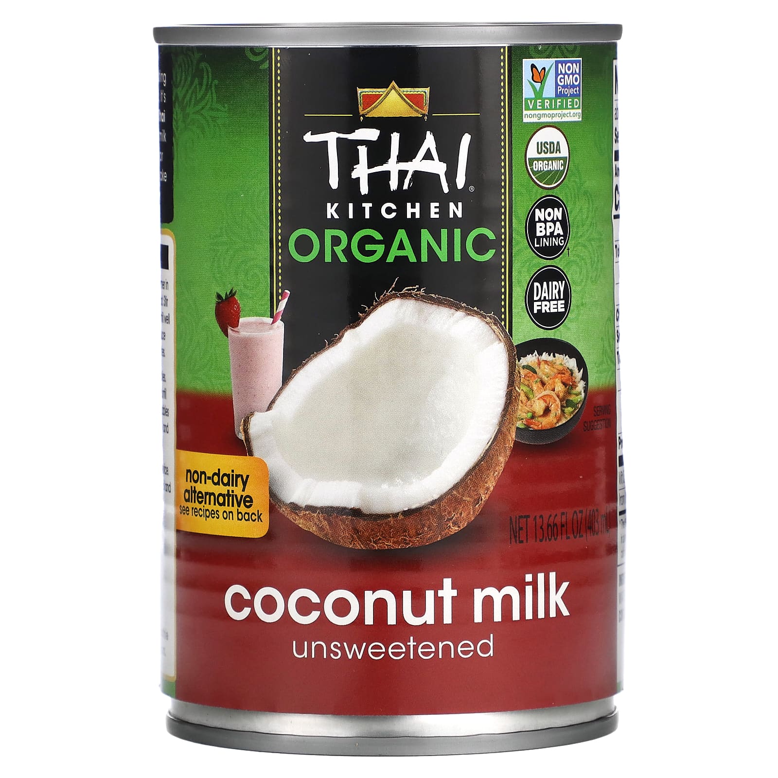 Thai Kitchen Organic Coconut Milk Unsweetened 13 66 Fl Oz 403 Ml