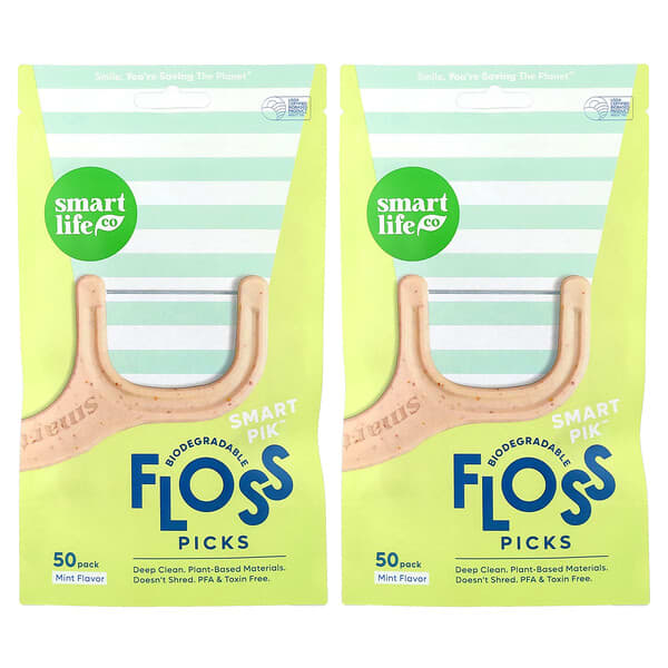 SmartLifeCo, Smart Pik™ Floss Picks, Mint, 100 Pack