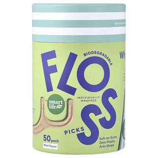 SmartLifeCo, Bâtonnets à fil dentaire biodégradables, Menthe, Paquet de 50