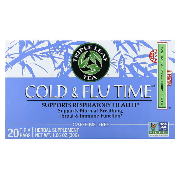 Cold & Flu Time Herbal Tea, Caffeine Free, 20 Tea Bags, 1.06 oz (30 g)