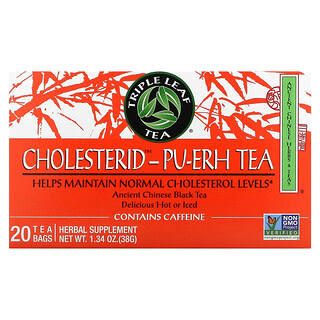 Triple Leaf Tea, Cholesterid-Pu-Erh Tea, 20 Saquinhos de Chá, 38 g (1,34 oz)