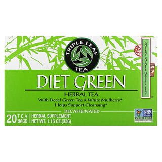 Triple Leaf Tea, Té de hierbas verdes dietéticas, Descafeinado`` 20 bolsitas de té, 33 g (1,16 oz)