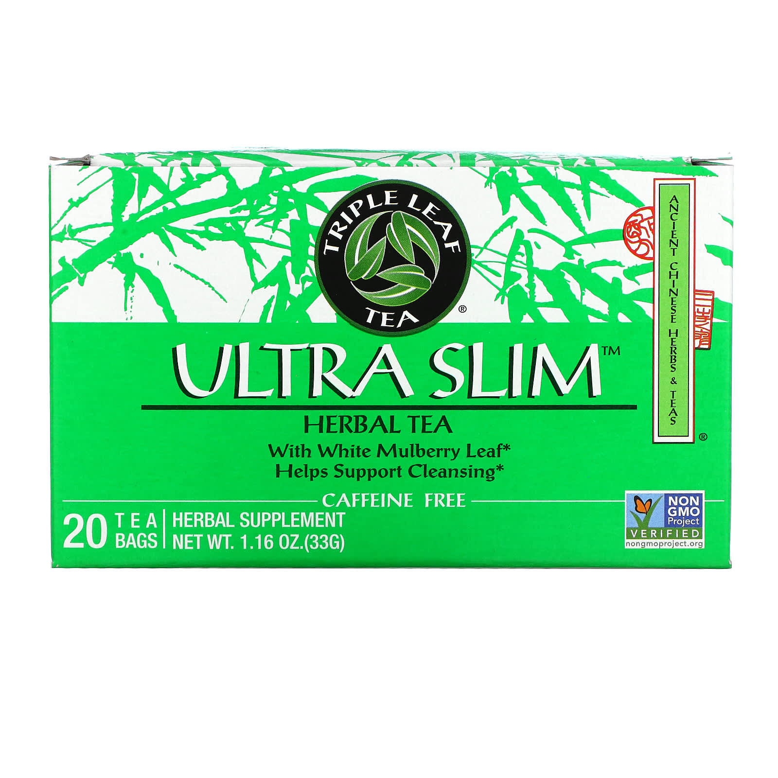 Triple Leaf Tea Ultra Slim Tea 20 Bags - Green Tea Detox Herbal Blend