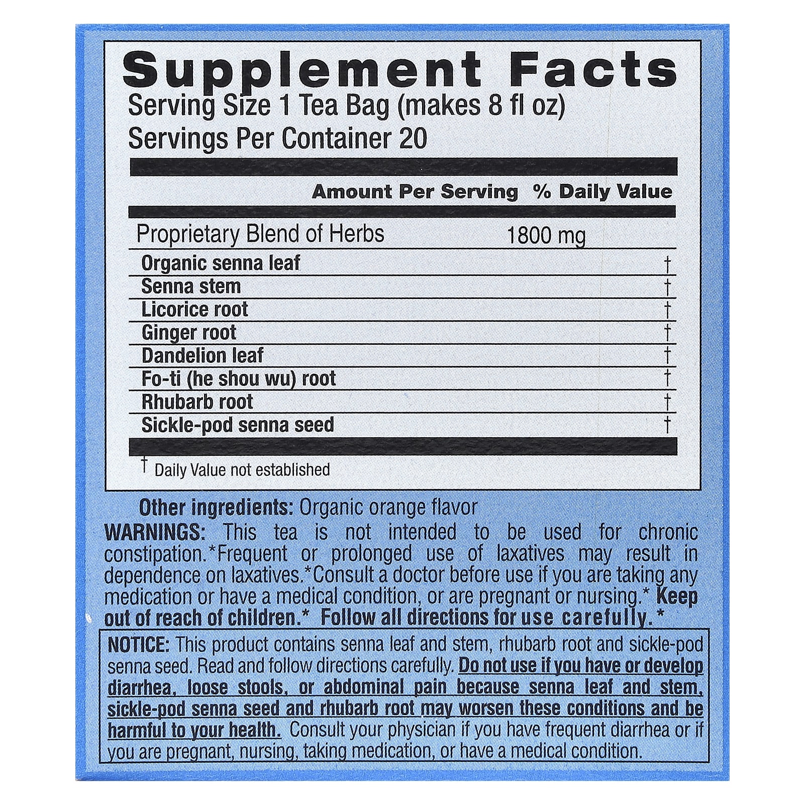 Triple Leaf Tea Herbal Laxative – Caffeine Free, 20 Tea Bags, 1.27 Oz (Exp 2028)